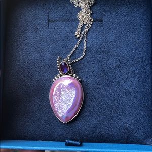SAJEN Pink Lavender Druzy Necklace